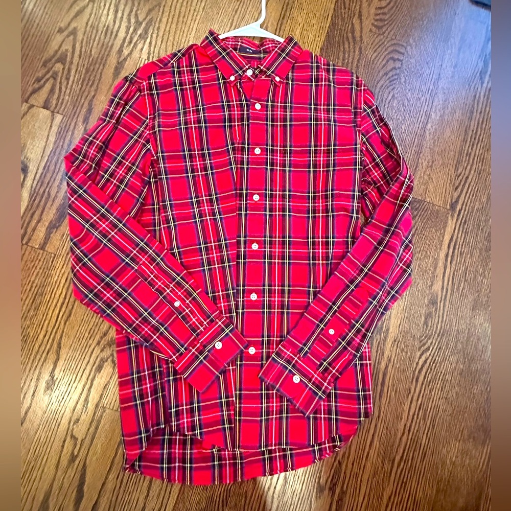 J Crew Men’s Size M Red Plaid Dress Shirt NWT, Slim Fit